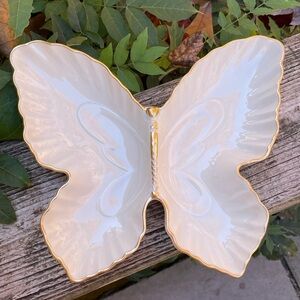 Lenox Butterfly Candy Trinket Dish With 24K Gold Trim